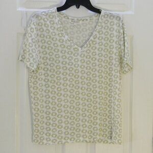 Workshop Republic Clothing Cream and Soft Green Printed Modal Top NWT